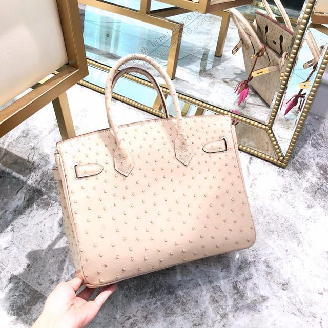 Hermes女包 愛馬仕Birkin30cm Hermes鉑金包 進口k級鴕鳥皮 手工蠟線縫製 Hermes鴕鳥皮手提女包  am1989